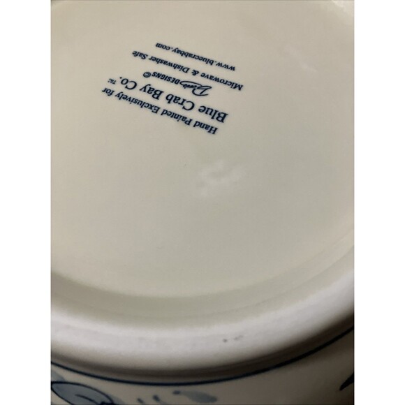 BLUE CRAB BAY CO BLUE CRAB DEEP MIXING BOWL 10” x 5” Hand Painted In Thailand - Picture 16 of 16